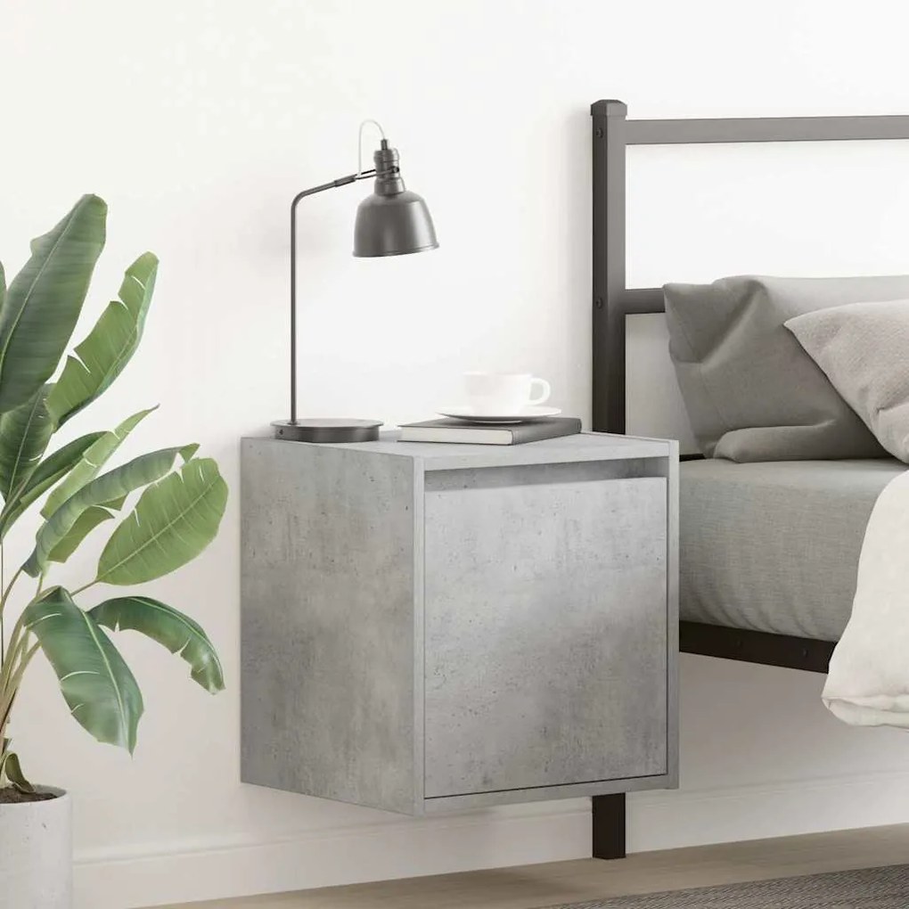 Comodini A Muro 2 Pz Grigio Cemento 38x34x40 Cm /