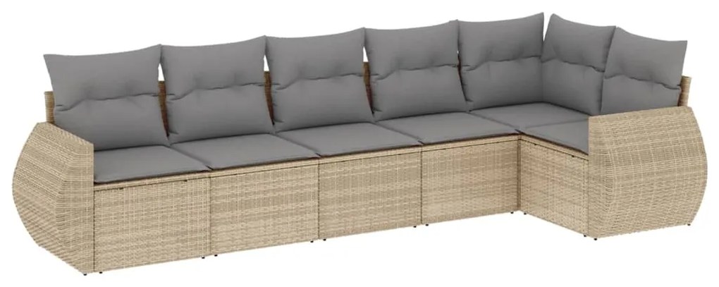 Set Divano da Giardino 6 pz con Cuscini Beige in Polyrattan