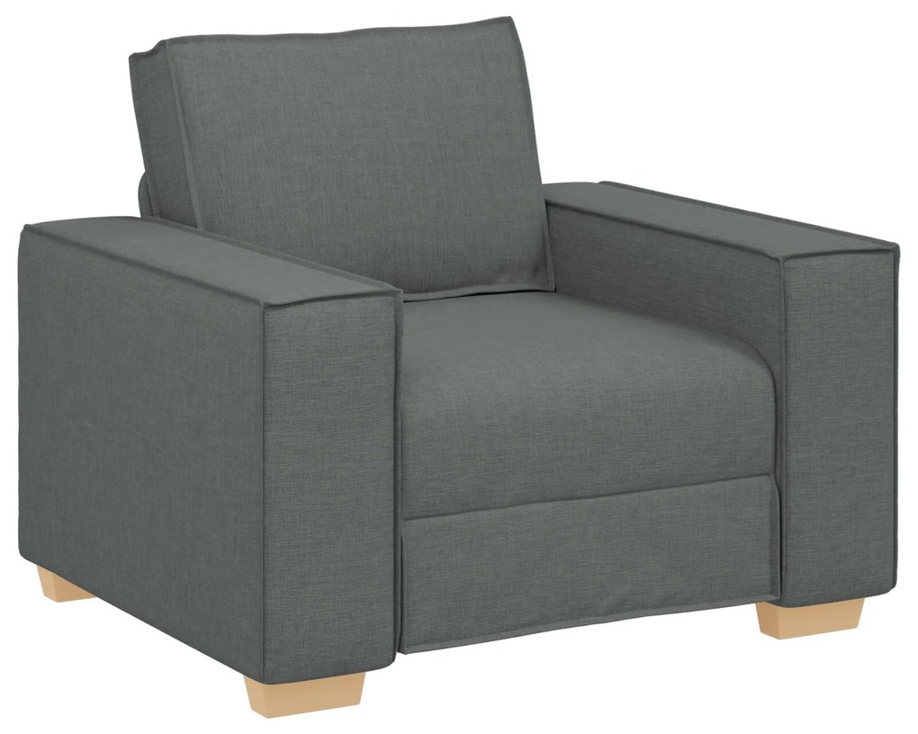 Set di divani a 3 pezzi con cuscini in tessuto grigio scuro