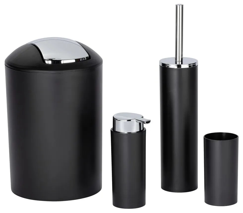 Set di accessori per il bagno nero opaco in plastica Calvo – Wenko