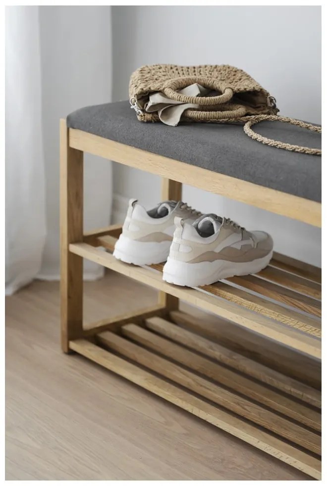 Scarpiera in legno di quercia colore naturale con panca Confetti - Rowico
