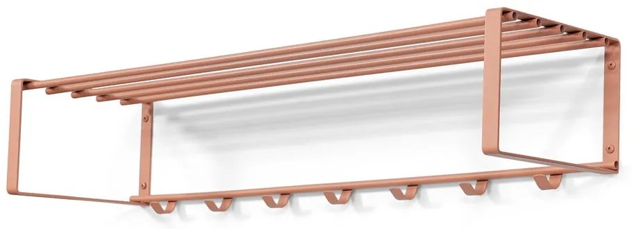 Attaccapanni da parete color salmone in metallo con scaffale 100 cm Rex – Spinder Design