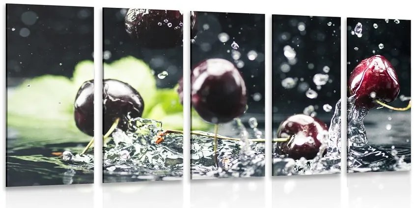 Quadri 5 pezzi – Ciliegie mature nell'acqua