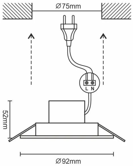 Lampada LED da incasso per bagni LED/7W/230V 3000K bianco IP44