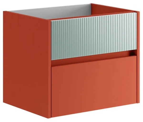 Mobile da bagno sotto lavabo Niwa paprika frontale in vetro verde timo laccato opaco L 59.5 x H 50 x P 45.5 cm 2 cassetti, lavabo non incluso