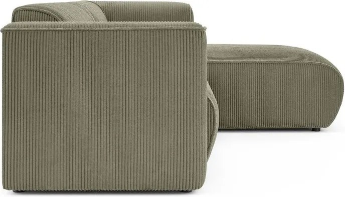 Divano angolare verde (con penisola a destra/con chaise lounge) con rivestimento in velluto a coste Merid – Ropez