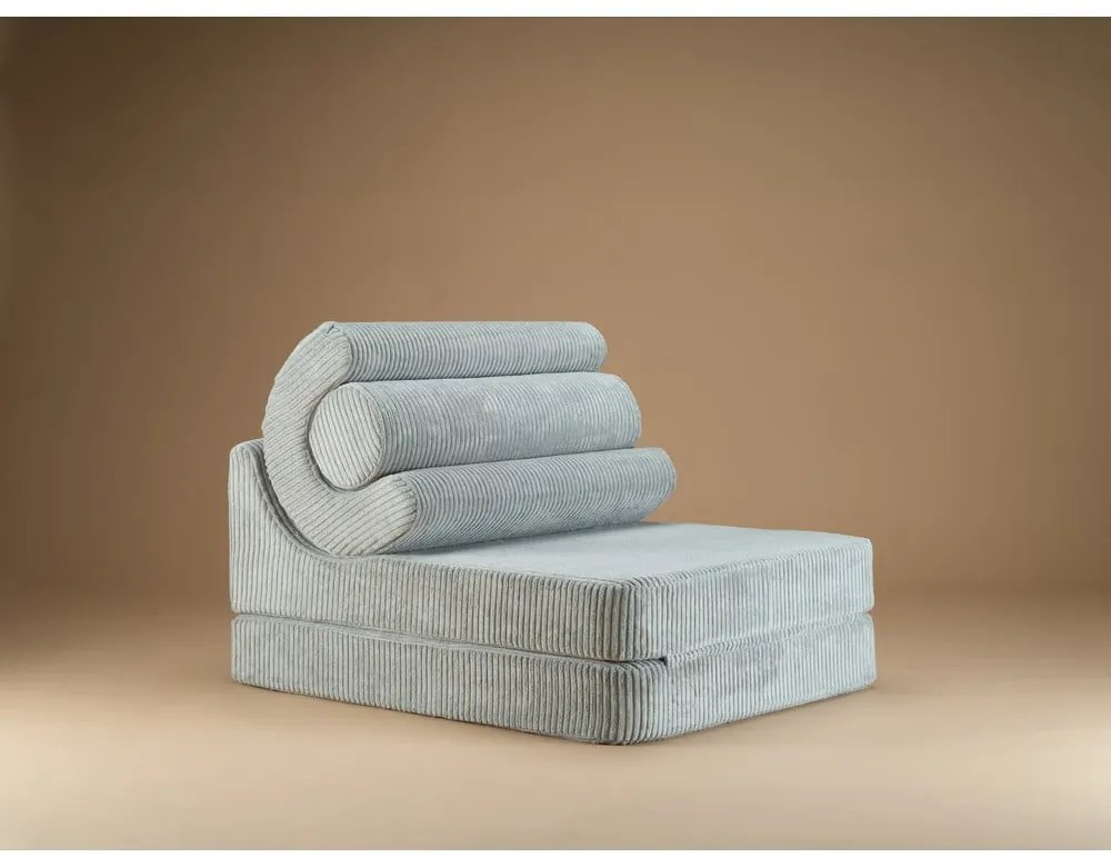 Poltrona per bambini color menta con rivestimento in velluto a coste Flipster – Wigiwama