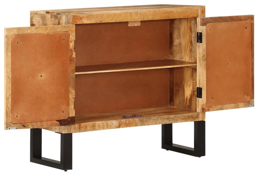 Credenza 80x30x71 cm in legno grezzo massello mango e metallo