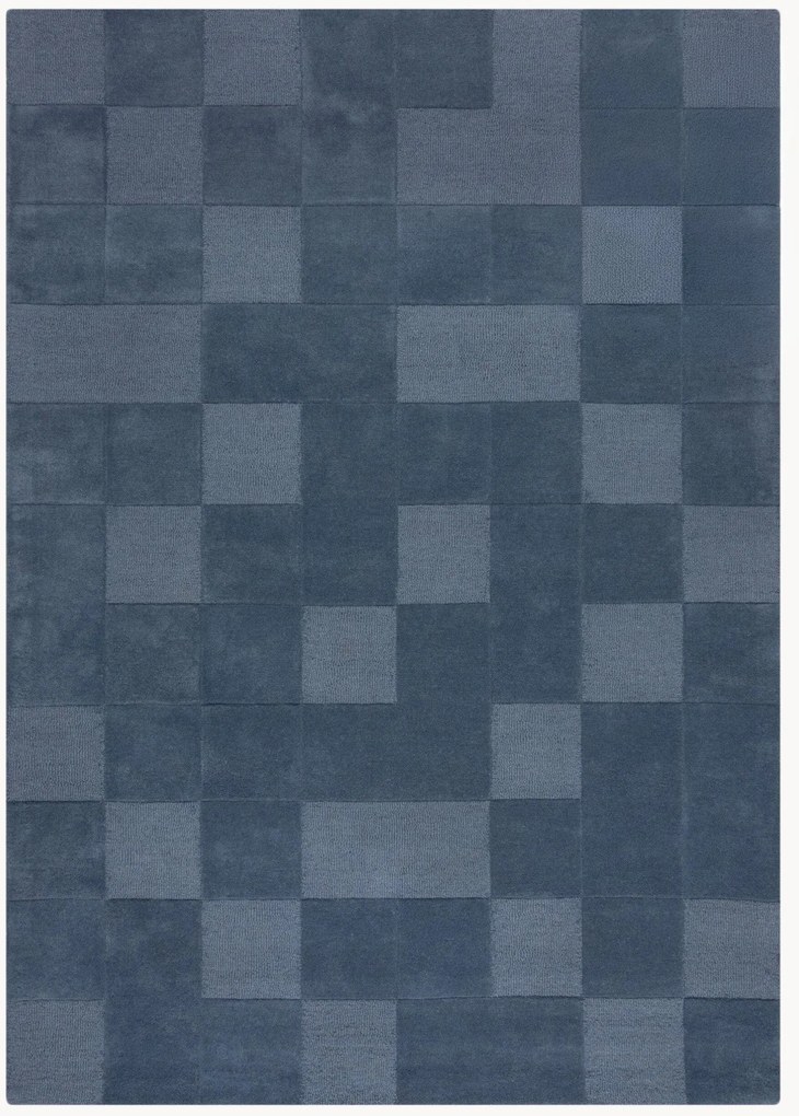 Tappeto in lana fatto a mano con motivo in rilievo Checkerboard