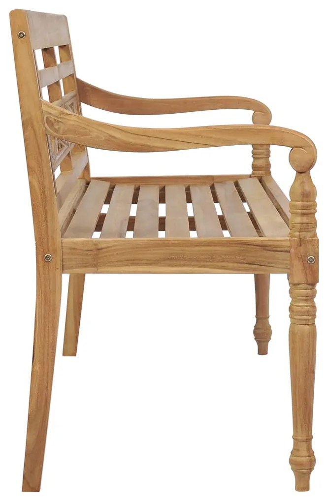 Panca batavia con cuscino verde 120 cm in massello di teak