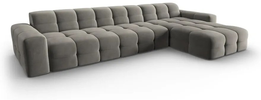 Divano angolare in velluto grigio (angolo destro) Kendal - Micadoni Home