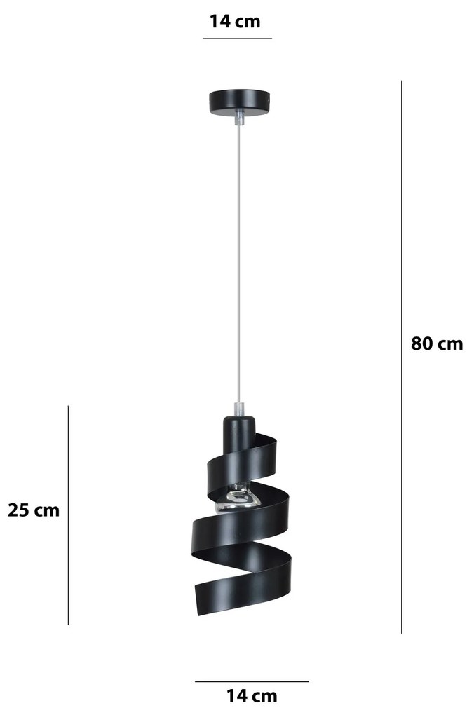 Sospensione Moderna 1 Luce Saga In Acciaio Nero Con Fasce A Spirale