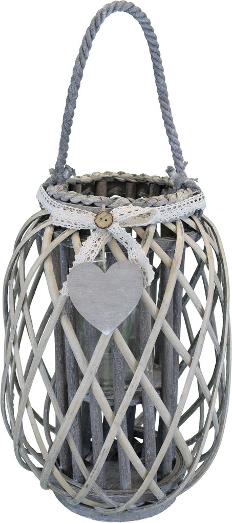 GENEVIEVE - lanterna in vimini tondo 14 x 35 cm