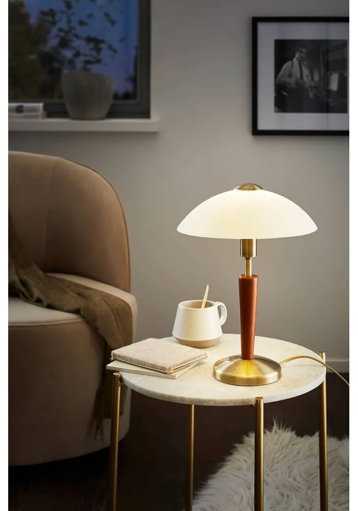 Lampada da tavolo grigia/marrone con paralume in vetro e intensità regolabile(altezza totale 35 cm) SOLO 1 – EGLO