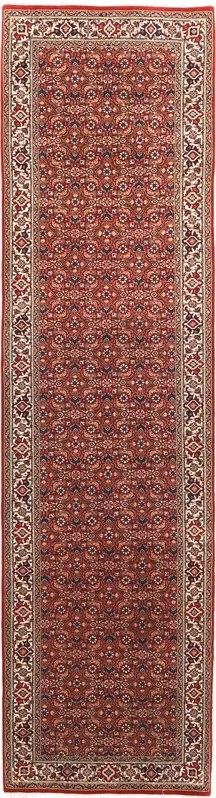 Bidjar Tappeto 80 x 300 Rosso (Iran) Annodato A Mano