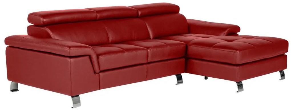Divano angolare in pelle Rosso - Angolo a destra - MISHIMA