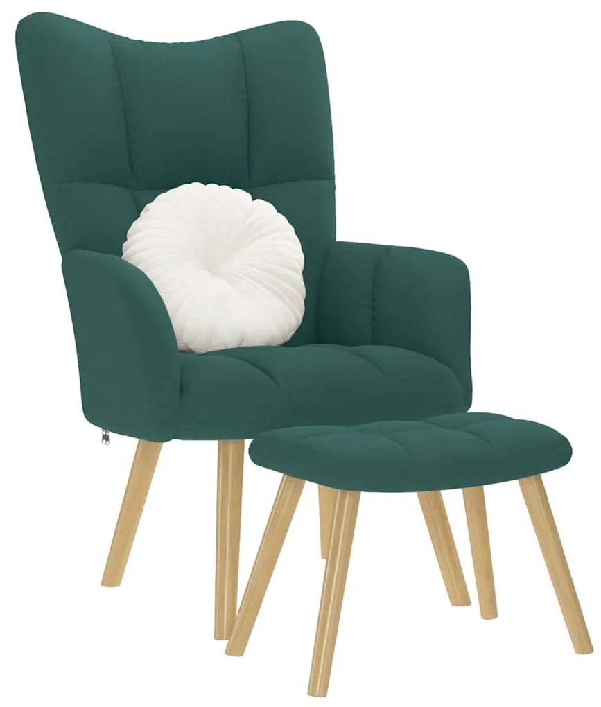 Poltrona Relax Con Poggiapiedi Verde Scuro İn Tessuto /