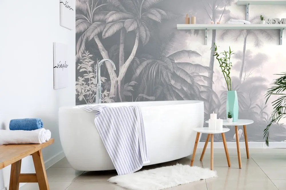 Carta da parati autoadesiva – Palme tropicali delicate