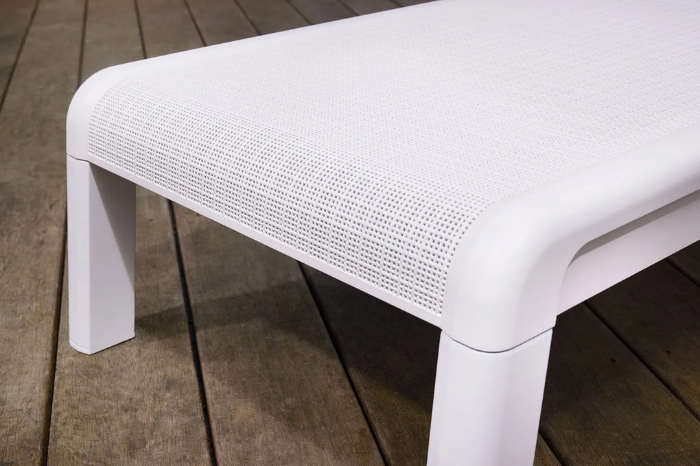 Lettino da Giardino Prendisole 187,5x58x29 cm Reclinabile in 4 Posizione Keter Mallorca Effetto Juta Bianco...