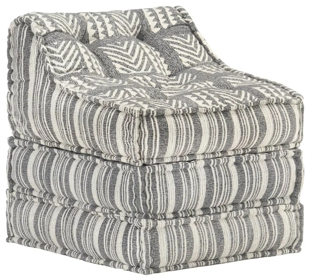 Pouf Modulare İn Tessuto Grigio A Strisce /