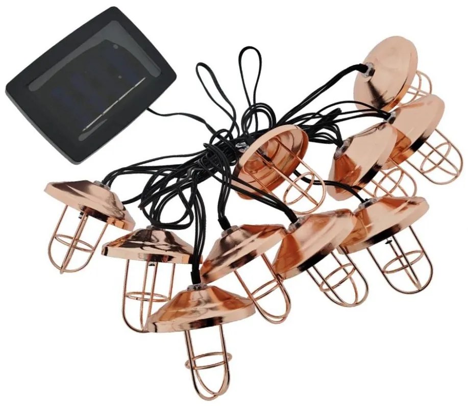 Catena solare a LED 10xLED/1,2V 300 mAh 3,8 m IP44 color rame