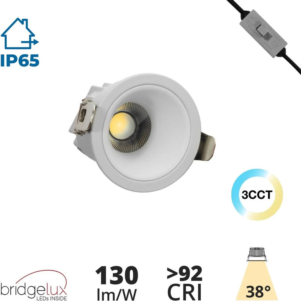 Faro LED Incasso 8W Foro Ø55mm IP65 CCT BRIDGELUX LED Bianco Variabile Colore Bianco Variabile CCT