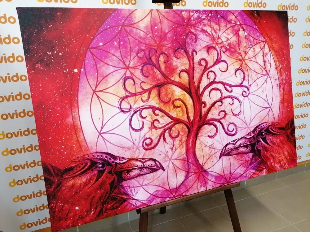 Quadro su tela – Albero della vita magico in tonalità pastello