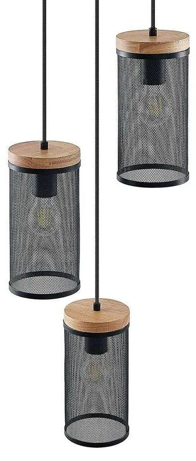 Lindby - Kiriya Cluster Lampada a Sospensione Black/Wood Lindby