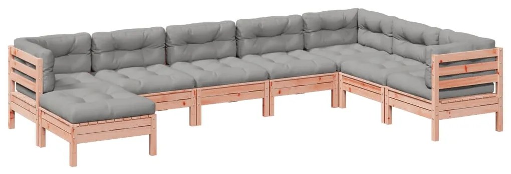 Set divani da giardino 8 pz con cuscini massello abete douglas
