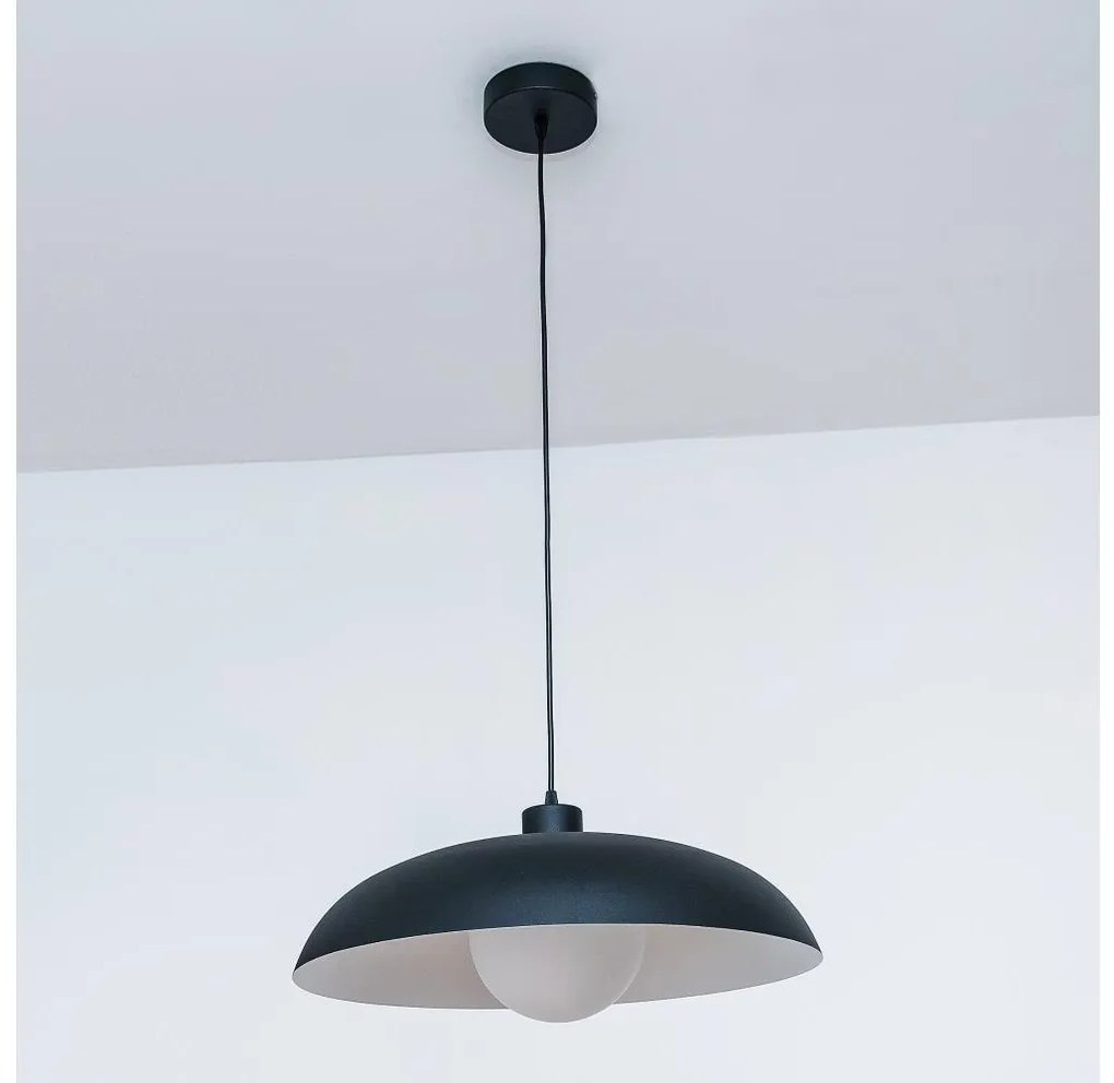 Lampadario a cavo ECLIPSE 1xE27/15W/230V nero/bianco