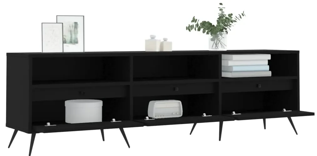 Mobile porta tv nero 150x30x44,5 cm in legno multistrato