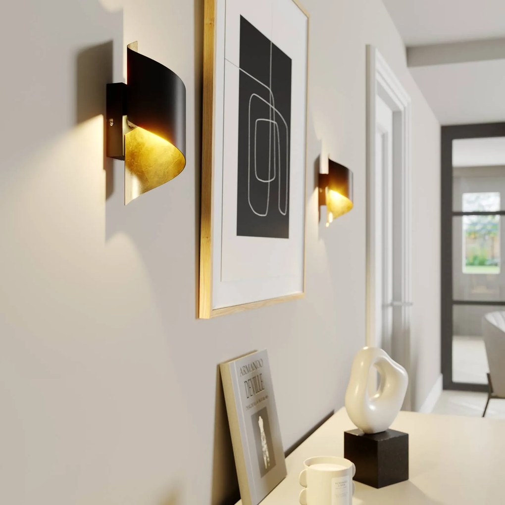 Applique Lindby Desirio, set di 3, nero, color oro, G9