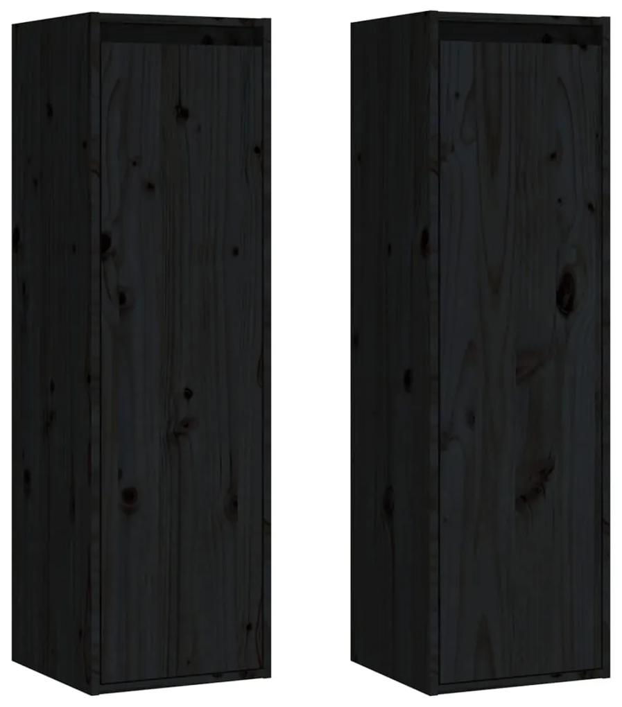 Pensili neri 2 pz 30x30x100 cm in legno massello di pino