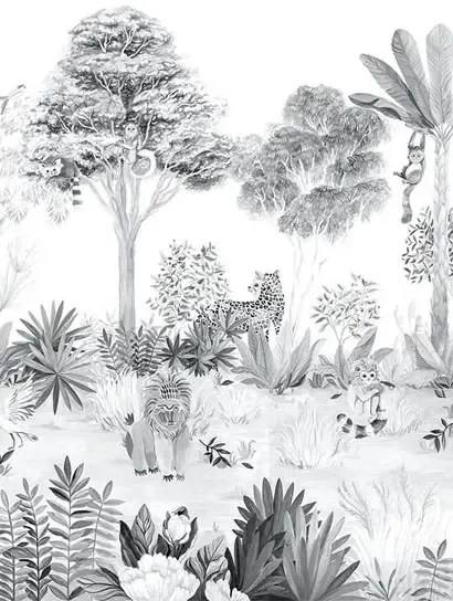 Sian Zeng Carta da parati panoramica Jungle - Grey