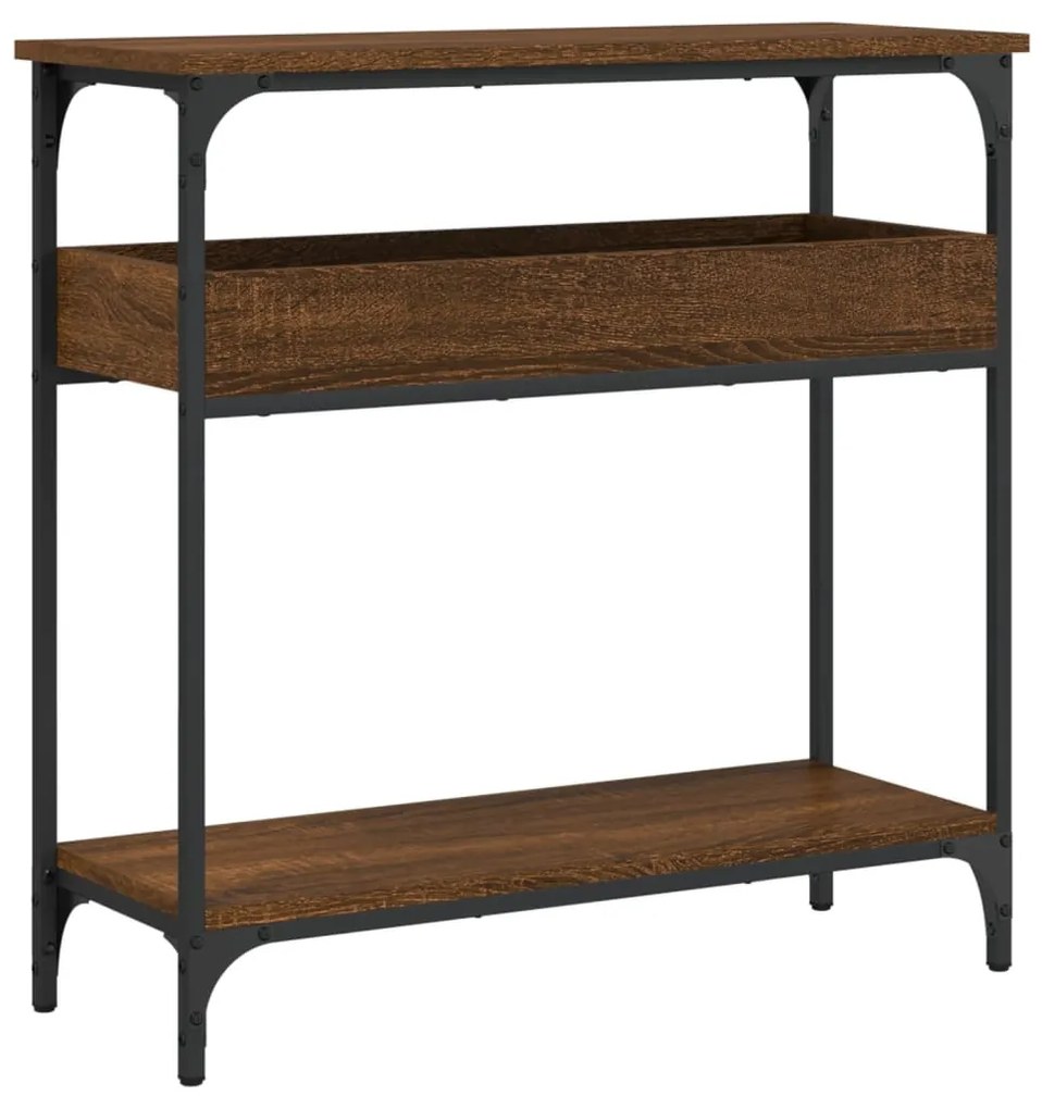 Tavolo consolle ripiano rovere marrone 75x29x75cm multistrato