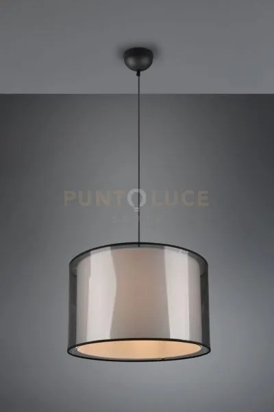 Burton sospensione metallo nero paralume bianco e diffusore esterno...