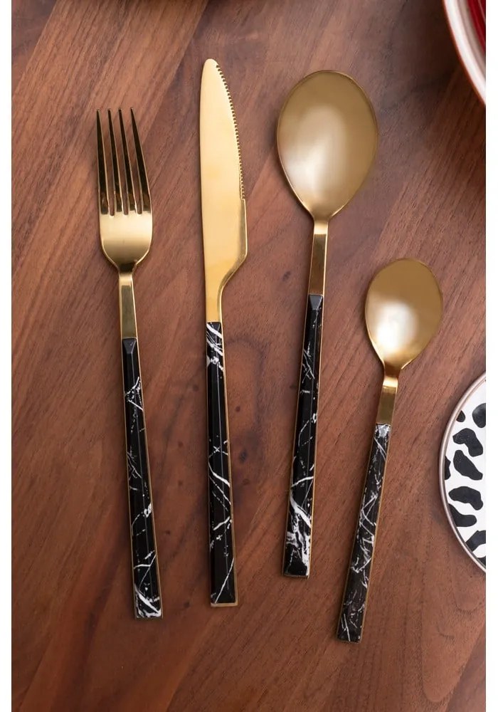 Posate in acciaio nero e oro 16 pezzi Avie - Premier Housewares