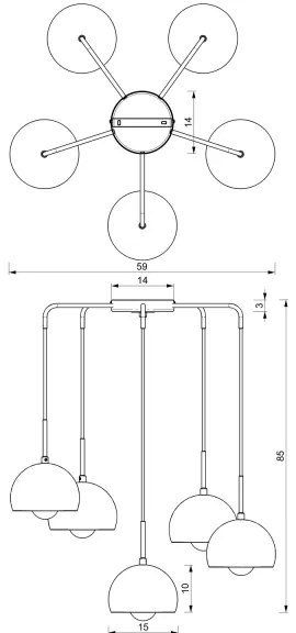 Lampadario a sospensione con filo COOL 5xE27/60W/230V