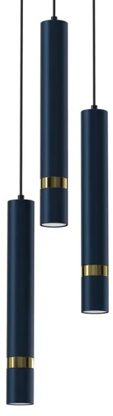 Lampadario a sospensione con filo JOKER 3xGU10/8W/230V blu/oro
