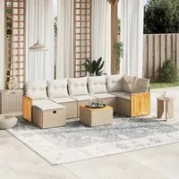 Set Divano da Giardino 8 pz con Cuscini Beige in Polyrattan 3265755