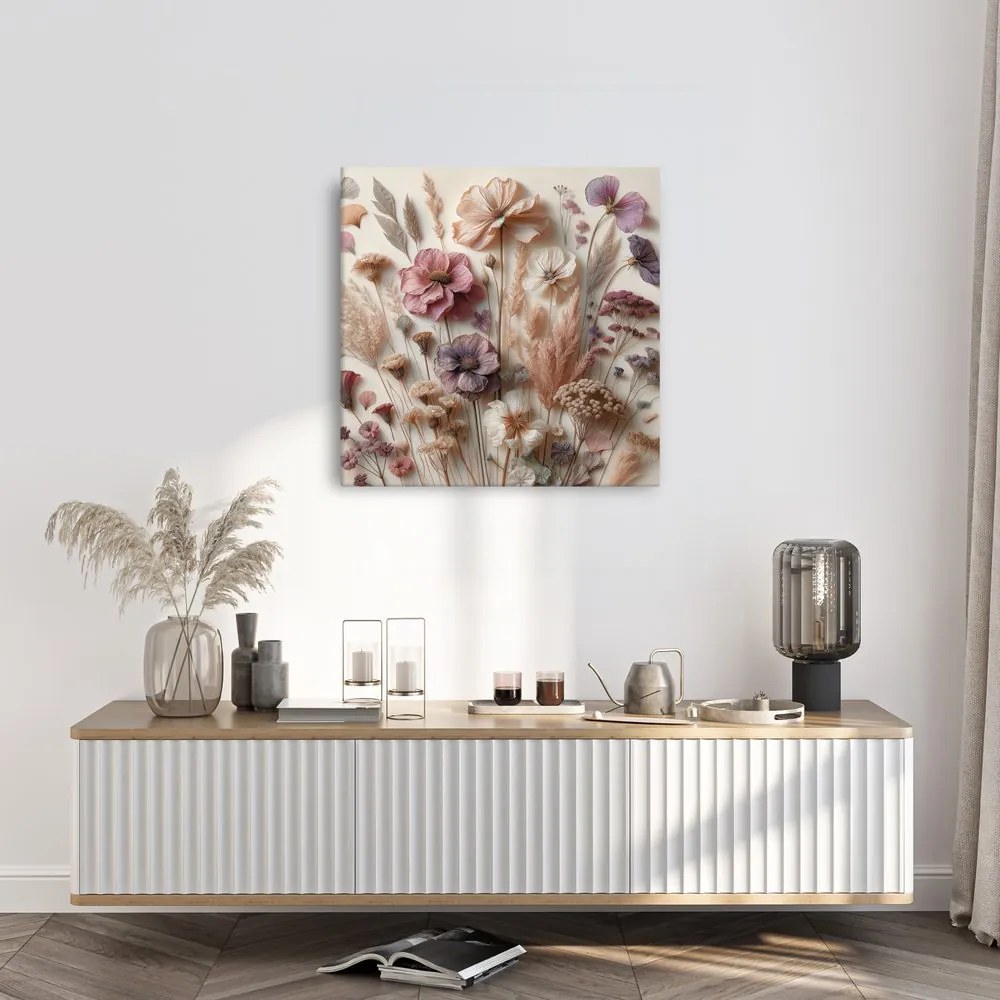 Quadro su tela – Fiori secchi in toni beige