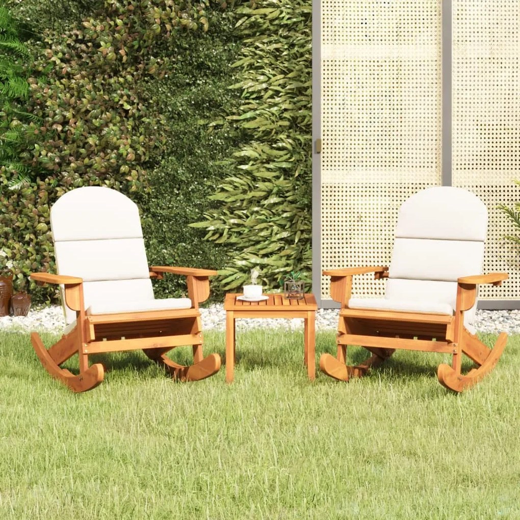 Set Salotto Da Giardino Adirondack 3pz Legno Massello Di Acacia /