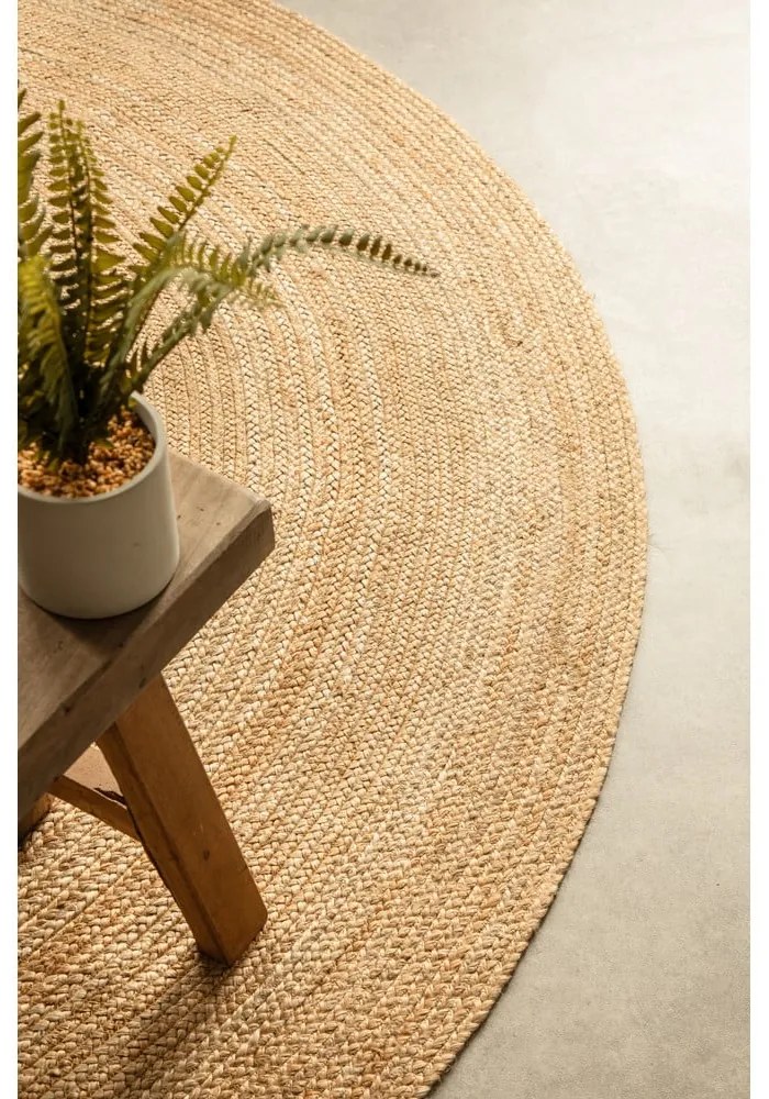 Tappeto rotondo di colore naturale in iuta reversibile ø 140 cm Braided Gold – Hanse Home