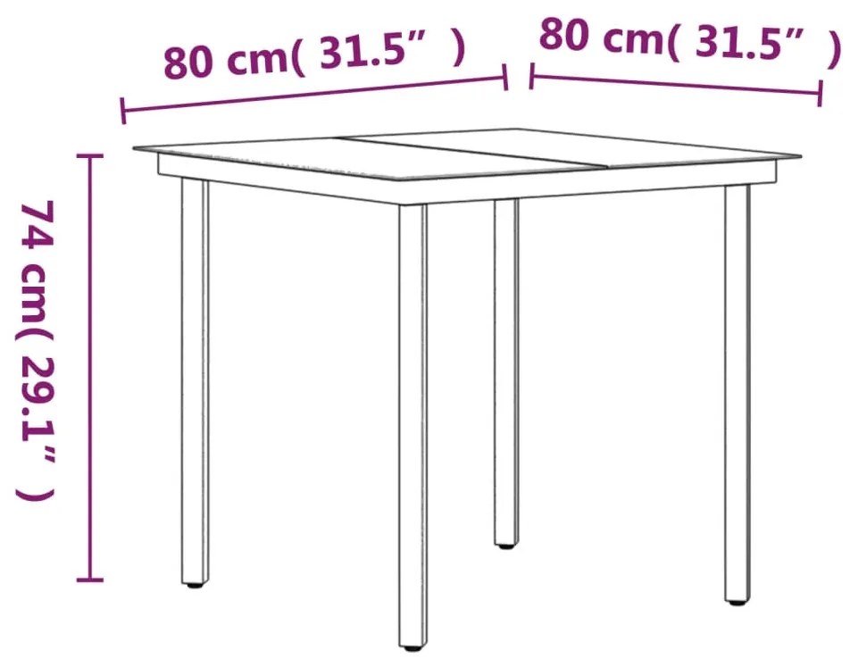 Set da Pranzo da Giardino 3 pz con Cuscini Grigio e Nero