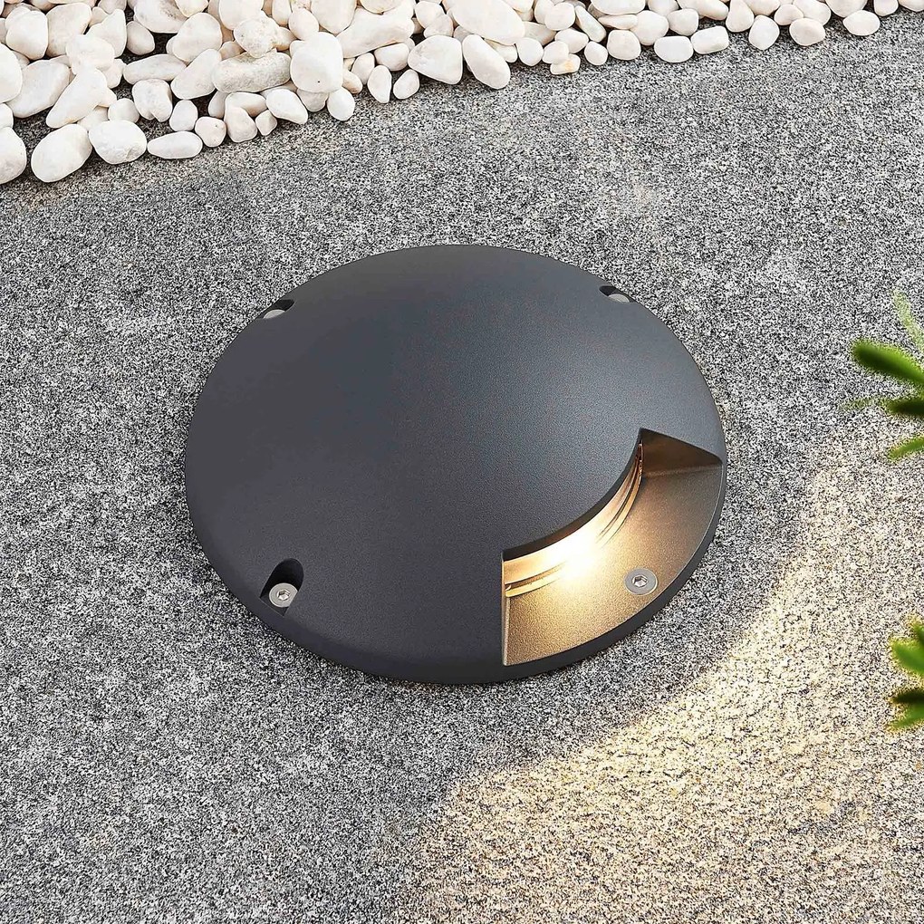 Lindby Faretto da pavimento a LED Cormac, a 1 luce, Ø 21 cm, IP67