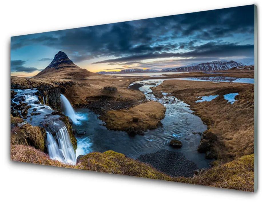 Quadro acrilico Paesaggio del fiume della cascata 100x50 cm