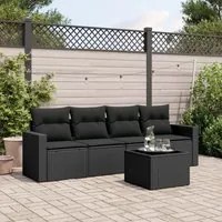 Set Divani da Giardino 5 pz con Cuscini in Polyrattan Nero 3218675