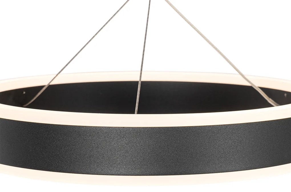 Lampada a sospensione nera rotonda con LED dimmerabile a 3 livelli 3 luci - Lyani