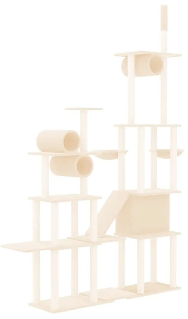 Albero per gatti con tiragraffi in sisal crema 279 cm