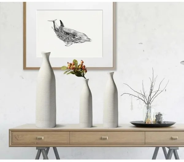 Vaso in ceramica bianco, 25 cm